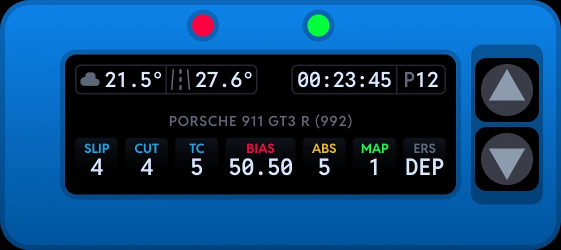 Chrono dashboard Car Settings screen