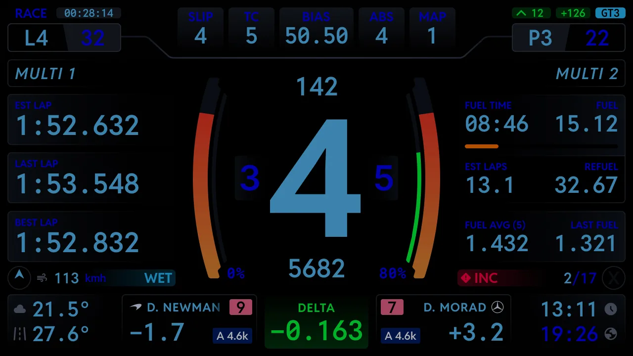 Endurance dashboard Dark mode option Blue
