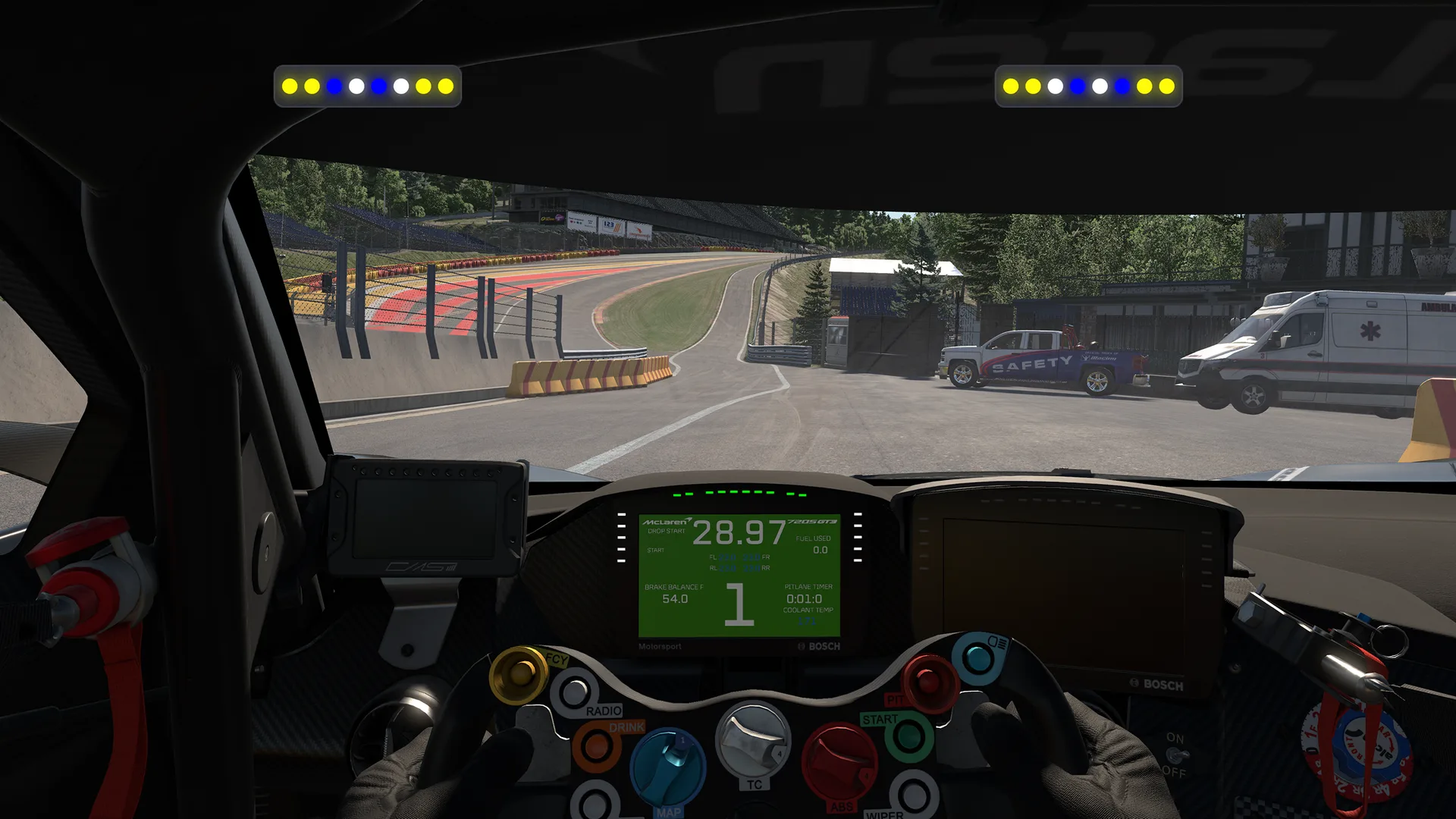 The DNR Virtual Brows overlay drawn across the top of the sim screen