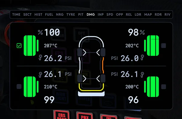 Virtual Box Damage screen in the sim